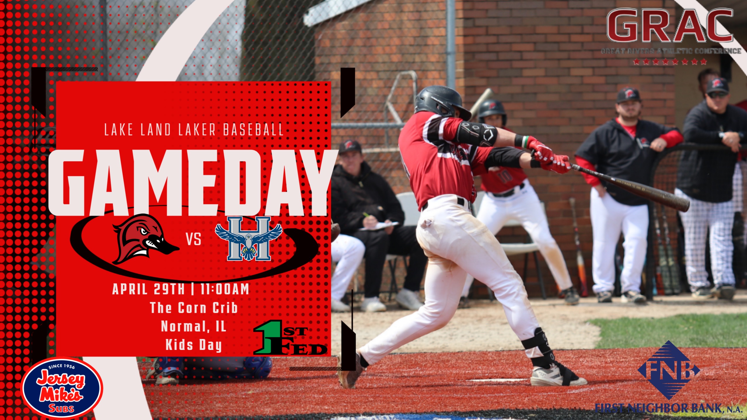 Lakers head to The Corn Crib for Kids Day to take on the Hawks of Heartland