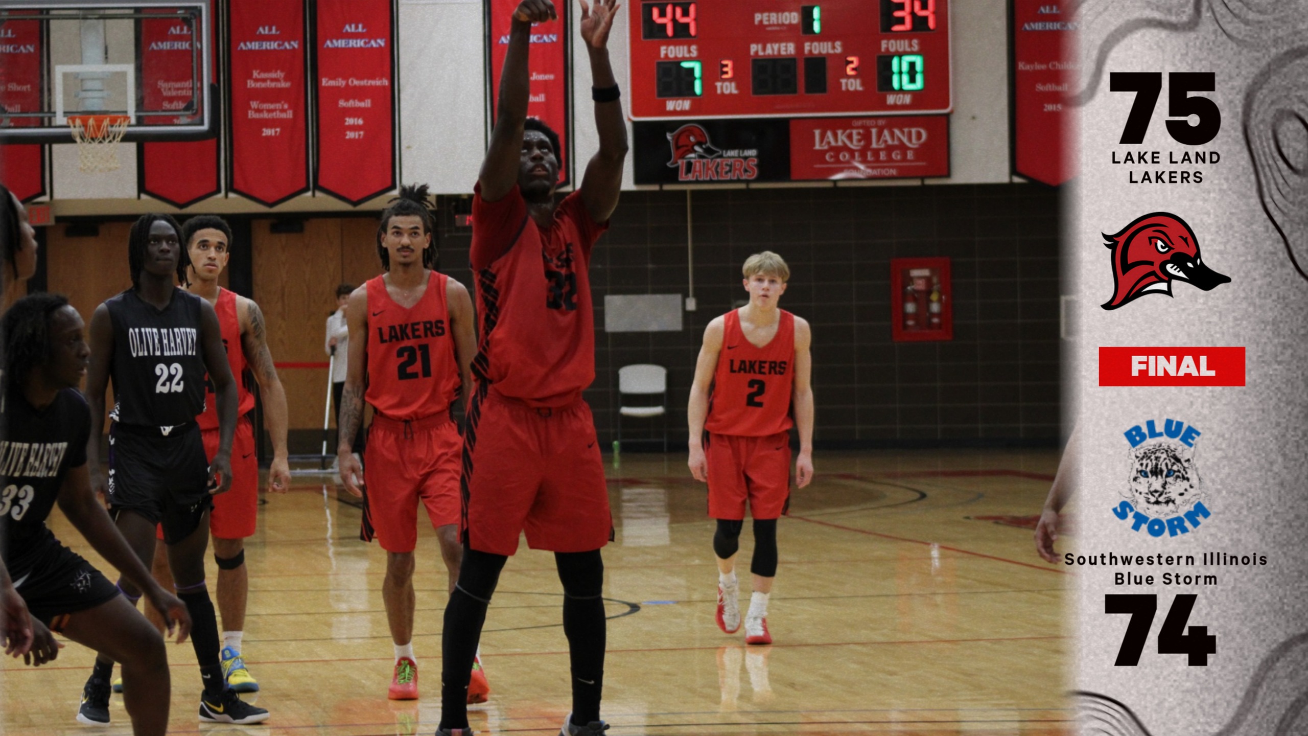 Lakers hold on and take down the Blue Storm of SWIC 75-74