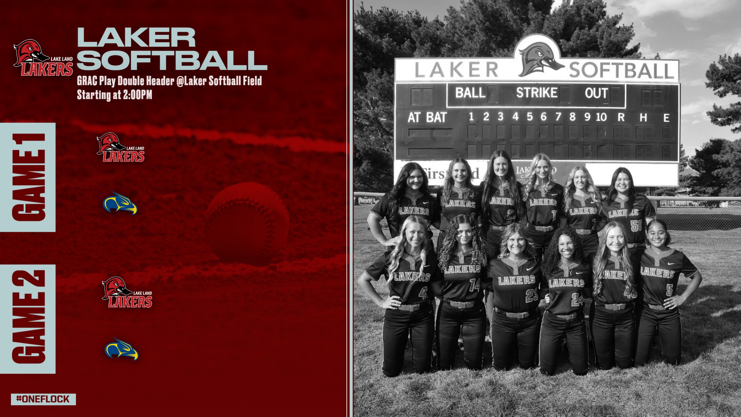Softball opens up GRAC play at Laker Softball Field for a 2:00pm DH VS the Falcons of SIC