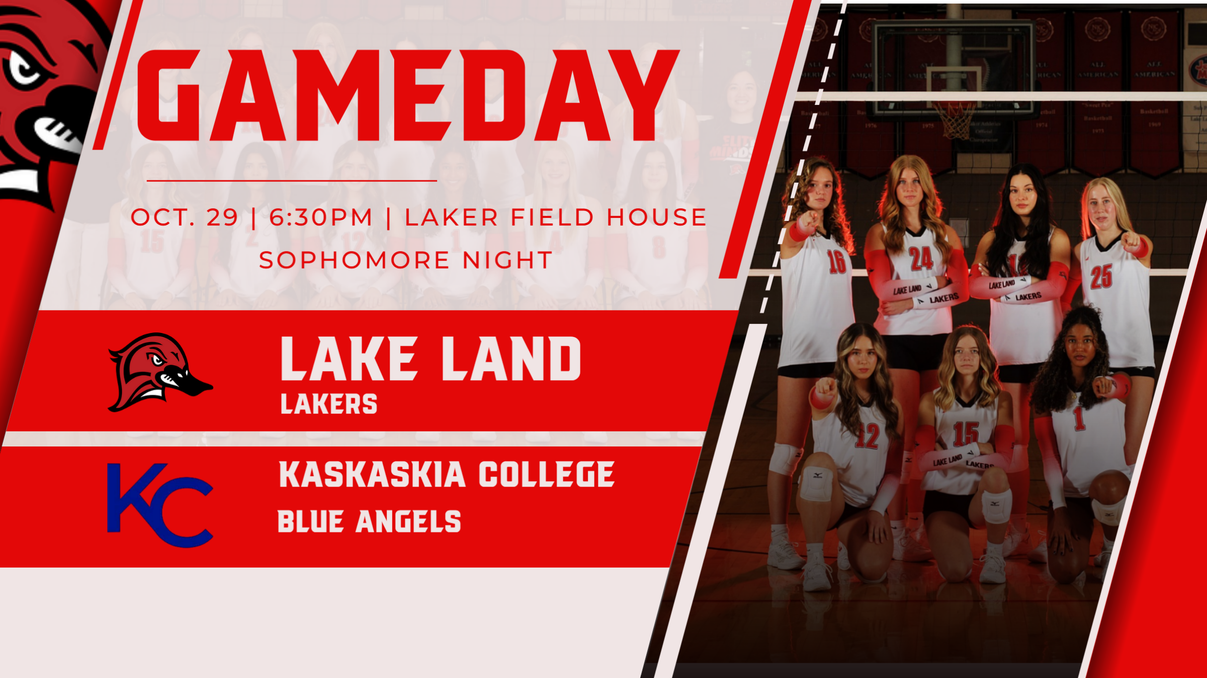 Sophomore Night for Lakers Volleyball as the welcome Kaskaskia College to Laker Field House