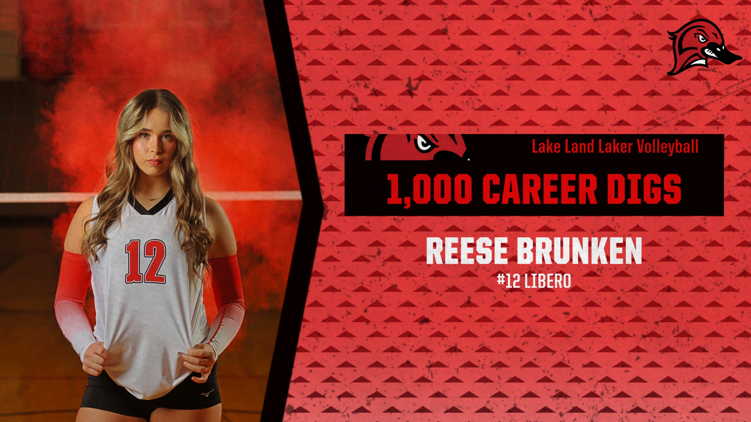 Big Night for SO. Libero Reese Brunken passing 1,000 Digs in her career as a Laker!